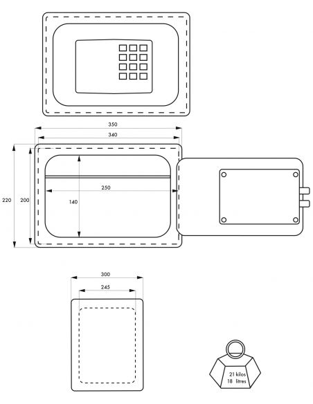 Cassaforte portavalori Rambures, 22x35x30cm, serratura a combinazione, chiavi d'emergenza - THIRARD