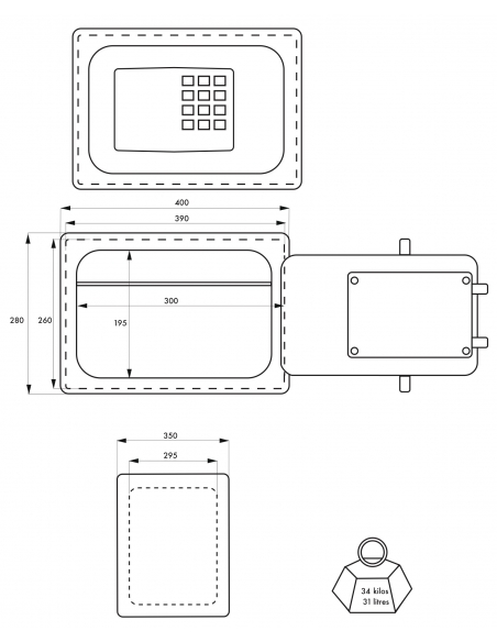 Cassaforte portavalori Rambures, 28x40x35cm, serratura a combinazione, chiavi d'emergenza - THIRARD