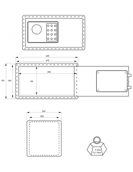 Cassetta di sicurezza per laptop Vincennes, serratura a codice elettronico, 2 catenacci, 13,7L - THIRARD