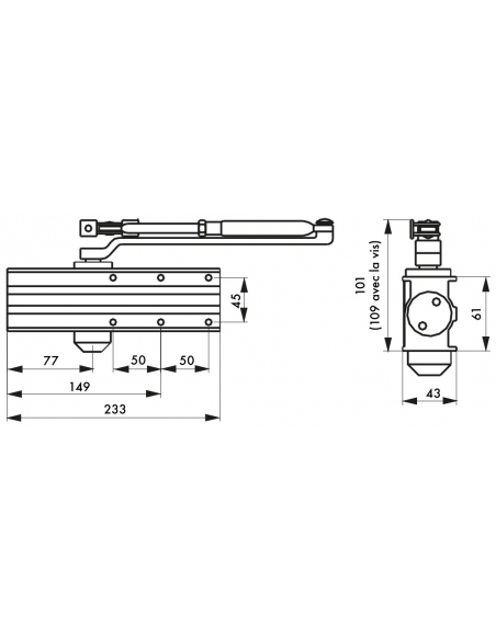 Chiudiporta spingiporta automatico idraulico, forza da 2 a 4, portata 40 - 80kg, reversibile, bianco - THIRARD