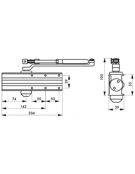 Chiudiporta spingiporta automatico idraulico, portata 60kg, Forza 3, bianco, reversibile braccio standard, certificazione ant...