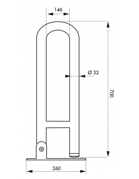 Maniglione bagno disabili, barra ausilio pieghevole, acciaio inox 304 cromato, 70cm, Diametro Ø 32mm, - THIRARD