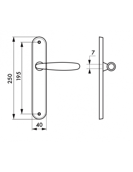 Maniglia di design Mirella 2, per porta, piastra senza foro, cromo lucido e satinato - FROSIO BORTOLO