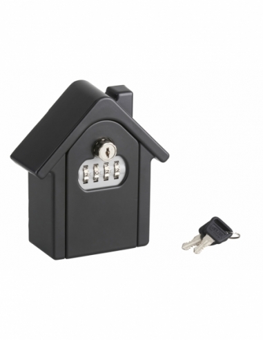 Cassetta portachiavi keybox a forma di casa con combinazione a 4 cifre, 2 chiavi di riserva, nero satinato - THIRARD