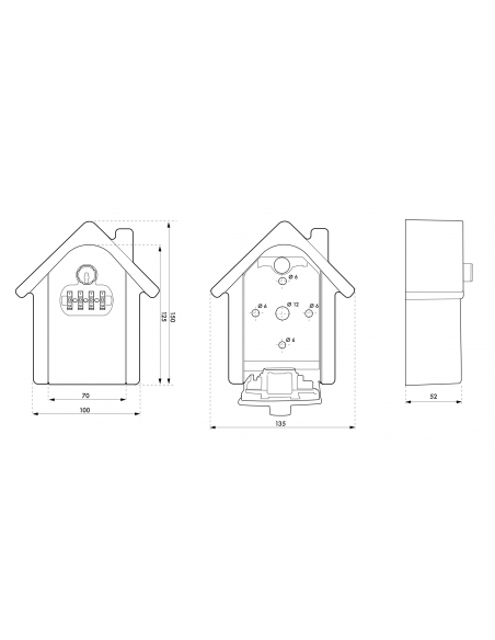 Cassetta portachiavi keybox a forma di casa con combinazione a 4 cifre, 2 chiavi di riserva, nero satinato - THIRARD