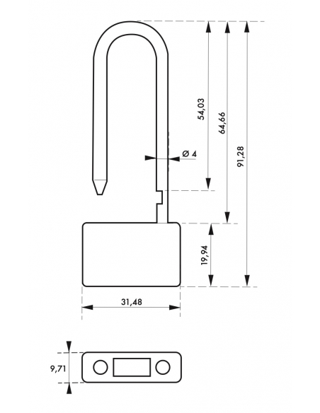 Sigillo a lucchetto, ansa acciaio, corpo ABS, colori assortiti, numerato, Lockout Tagout LOTO - THIRARD