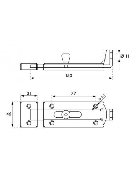 Chiavistello lucchettabile con portalucchetto 150 mm, zincato – THIRARD