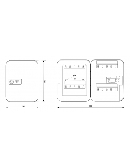 Armadietto Cassetta portachiavi keybox a combinazione, nero, capacità 30 chiavi - THIRARD