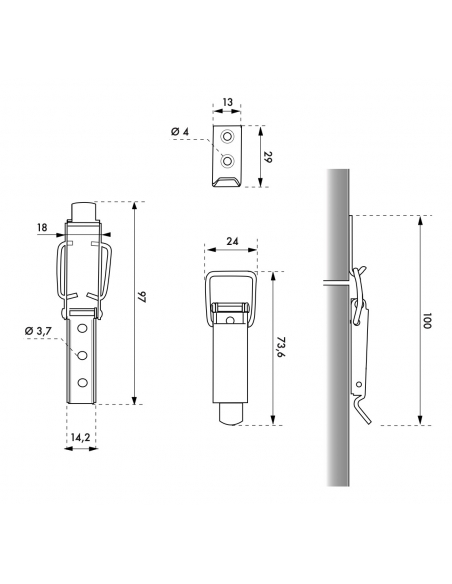 Chiusura a leva, altezza 44mm, acciaio zincato - THIRARD