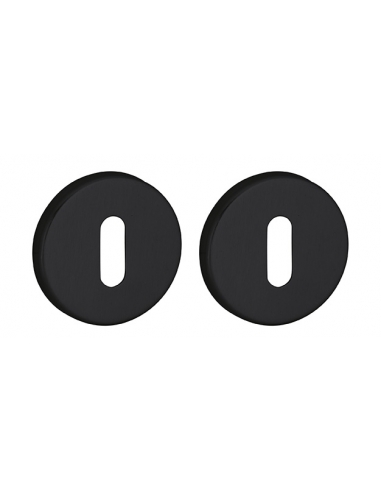 Coppia di rosette tonde Ø 50 mm con foro chiave, nero opaco – THIRARD