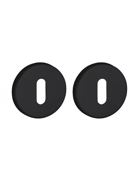 Coppia di rosette tonde Ø 50 mm con foro chiave, nero opaco – THIRARD