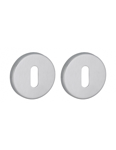 Coppia di rosette tonde Ø 50 mm con foro chiave, cromo satinato – THIRARD