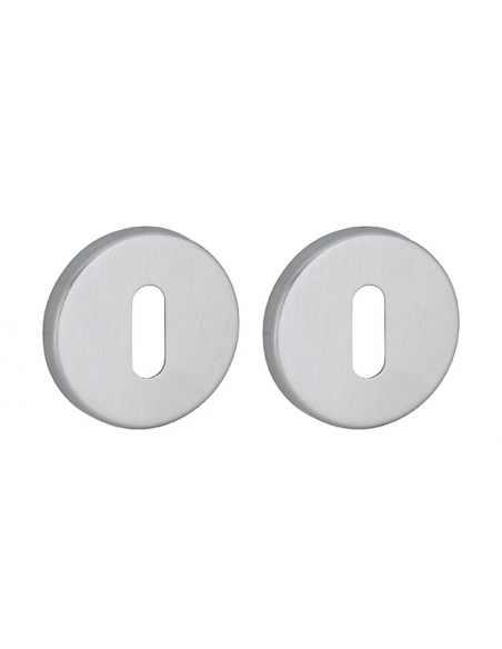 Coppia di rosette tonde Ø 50 mm con foro chiave, cromo satinato – THIRARD