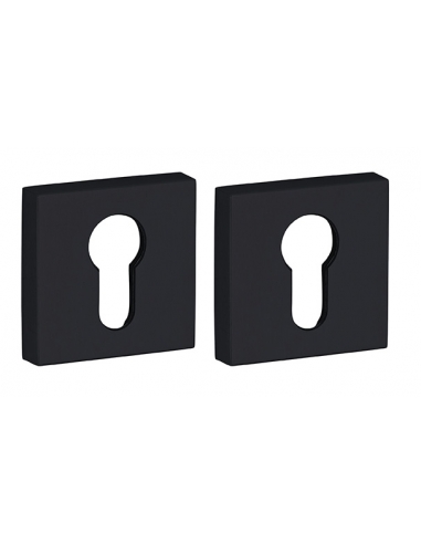 Coppia di rosette quadrate 50 x 50 mm con foro cilindro, nero opaco – THIRARD