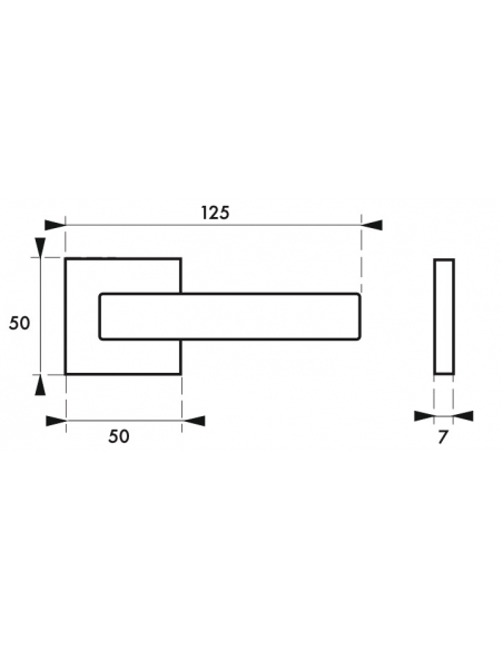 Maniglia di design Zibel, per porta, su rosetta quadrata, satinato - FROSIO BORTOLO