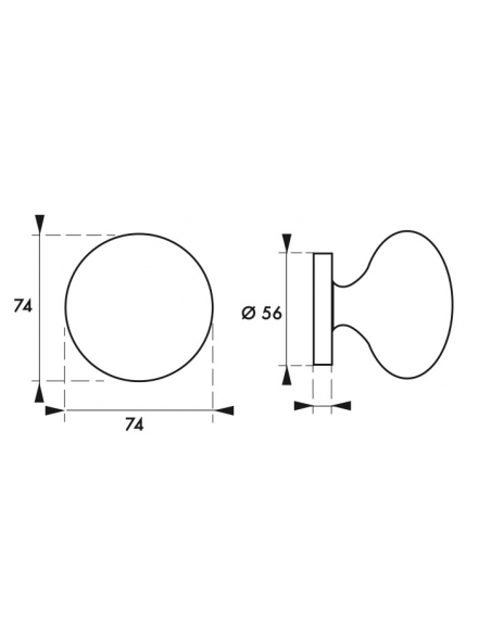 Pomolo per porta Ø 74 mm con base Ø 56 mm – THIRARD