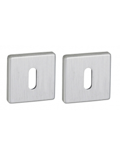 Coppia di rosette quadrate 50 x 50 mm con foro chiave, cromo satinato – THIRARD