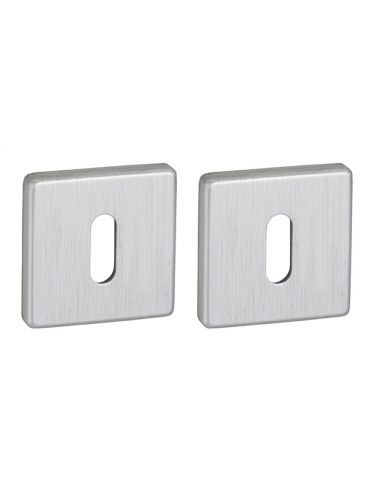 Coppia di rosette quadrate 50 x 50 mm con foro chiave, cromo satinato – THIRARD