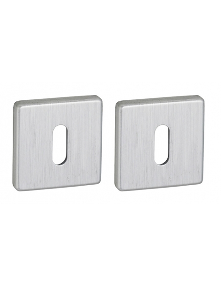 Coppia di rosette quadrate 50 x 50 mm con foro chiave, cromo satinato – THIRARD