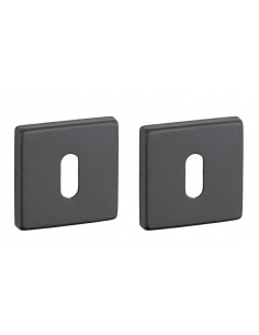 Coppia di rosette quadrate 50 x 50 mm con foro chiave, nero opaco – THIRARD