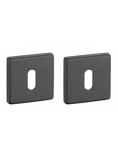 Coppia di rosette quadrate 50 x 50 mm con foro chiave, nero opaco – THIRARD