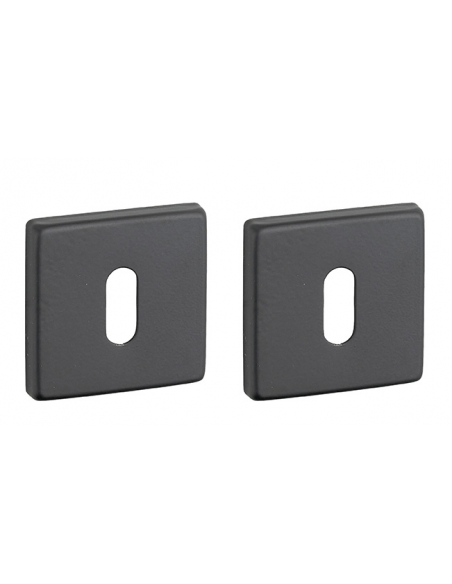 Coppia di rosette quadrate 50 x 50 mm con foro chiave, nero opaco – THIRARD