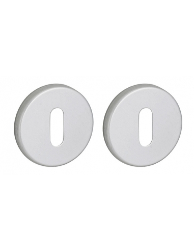 Coppia di rosette CANOPEE/LADA Ø 50 mm con foro chiave, finitura argento F1 – THIRARD