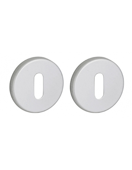 Coppia di rosette CANOPEE/LADA Ø 50 mm con foro chiave, finitura argento F1 – THIRARD