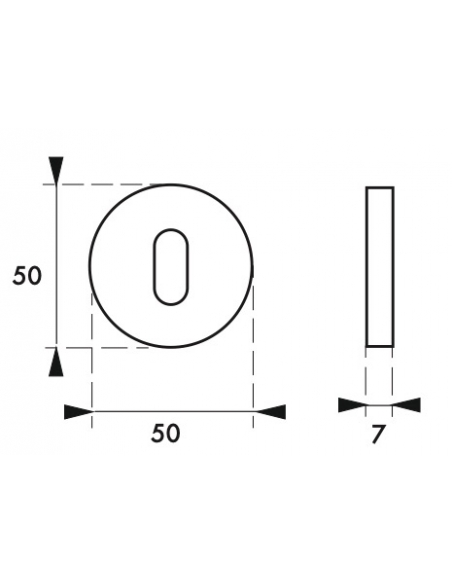 Coppia di rosette CANOPEE/LADA Ø 50 mm con foro chiave, finitura argento F1 – THIRARD