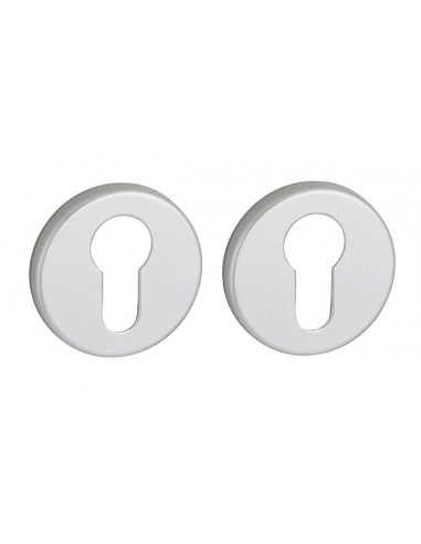 Coppia di rosette CANOPEE/LADA Ø 50 mm con foro cilindro, finitura argento F1 – THIRARD