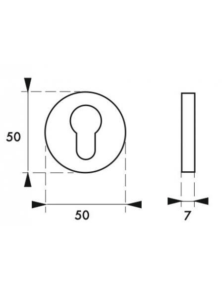Coppia di rosette CANOPEE/LADA Ø 50 mm con foro cilindro, finitura argento F1 – THIRARD