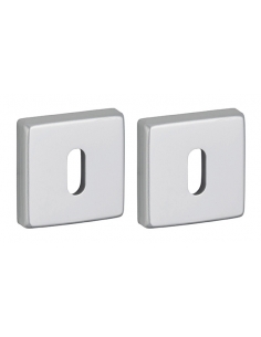 Coppia di rosette quadrate VELES 50 x 50 mm con foro chiave, finitura argento F1 – THIRARD