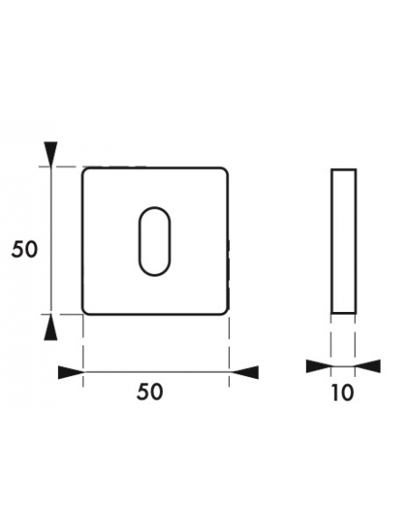 Coppia borchie, rosetta quadrata Veles 50X50 foro per chiave, argento - THIRARD