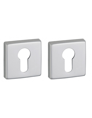 Coppia di rosette quadrate VELES 50 x 50 mm con foro cilindro, finitura argento F1 – THIRARD