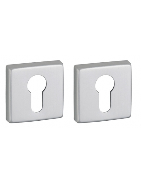 Coppia di rosette quadrate VELES 50 x 50 mm con foro cilindro, finitura argento F1 – THIRARD