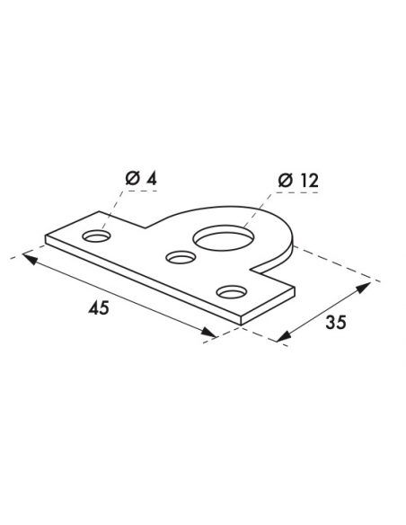 Piastra portalucchetto con asola, 45 mm – THIRARD