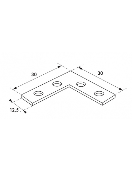 Piastra squadra angolare 30x30x12,5mm, acciaio zincato - THIRARD