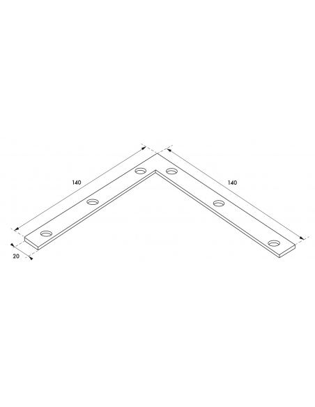 Piastra squadra angolare 140x140x20mm, acciaio zincato - THIRARD