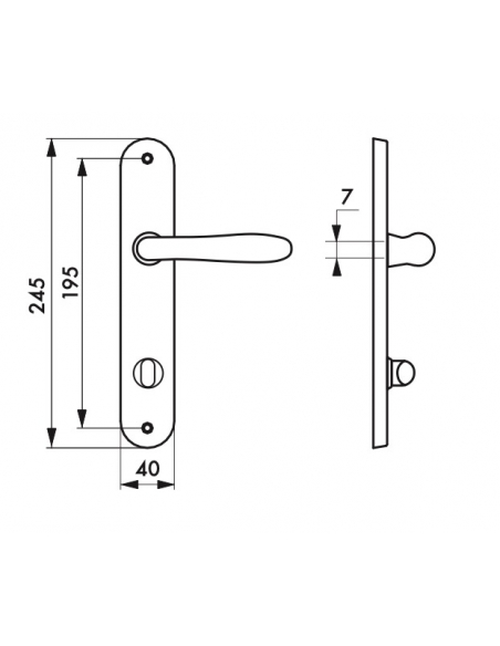 Maniglia Goccia E 195 con piastra serratura e indicatore, cromo satinato - THIRARD