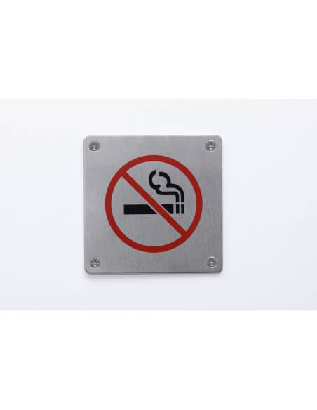 Cartello No Smoking, vietato fumare, da avvitare, targa in acciaio inossidabile spazzolato, marcatura nera, 100x100mm - THIRARD