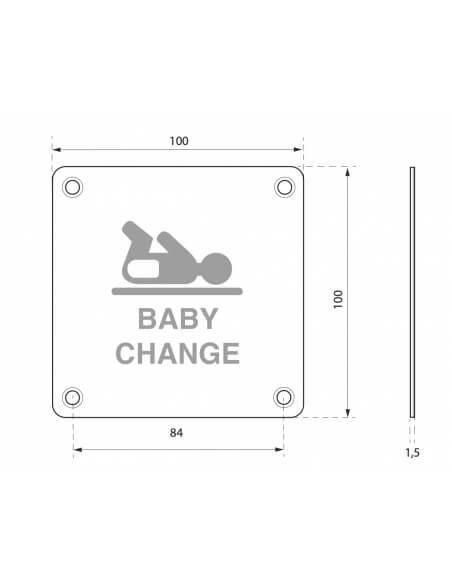 Cartello Espace Bébé, da avvitare, targa in acciaio inossidabile spazzolato, marcatura nera, 100x100mm - THIRARD