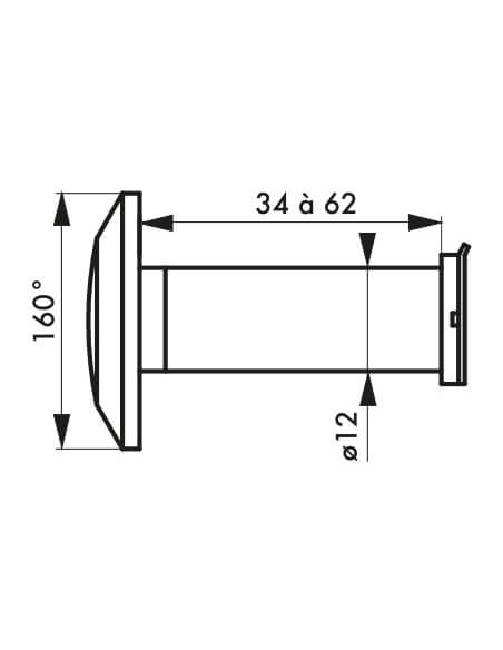 Vista aggiuntiva 1 di Spioncino ottico ignifugo 160° in ottone lucido, 40 mm – THIRARD