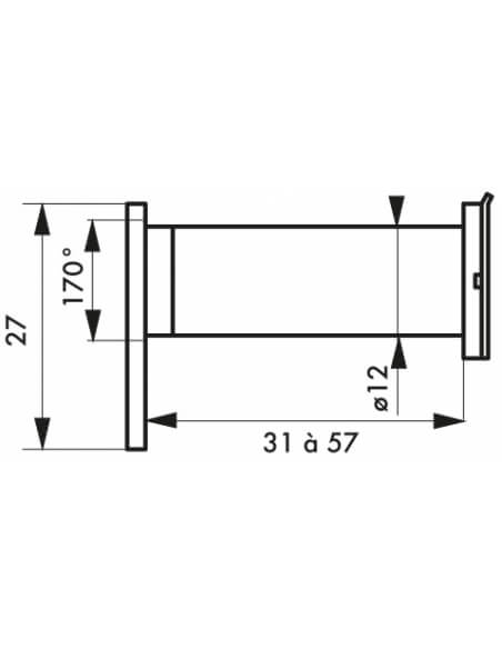 Spioncino ottico 170°, in ottone cromato con piastra larga - THIRARD