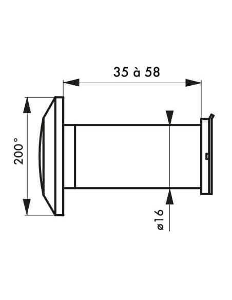 Spioncino ottico 200°, ignifugo, ottone lucido, con coperchio otturatore - THIRARD