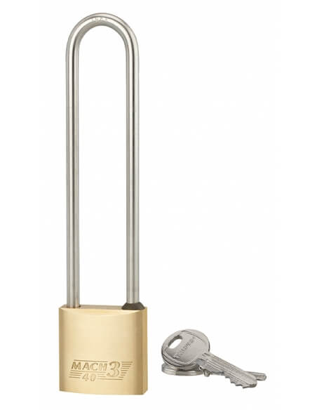 Lucchetto MACH 3 40 mm in ottone con arco alto in acciaio, per esterno, 3 chiavi – THIRARD
