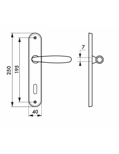 Maniglia di design Mirella 2, per porta, piastra e foro per chiave, cromo lucido e satinato - FROSIO BORTOLO