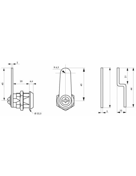 Cilindro con camme per cassette postali, diametro 16mm, lunghezza max 14mm - THIRARD
