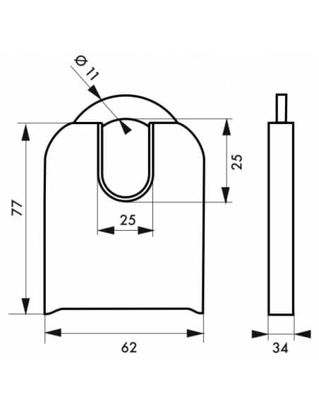 Vista aggiuntiva 2 di Lucchetto SRP 60 mm ad alta sicurezza con combinazione, arco protetto, nero – THIRARD