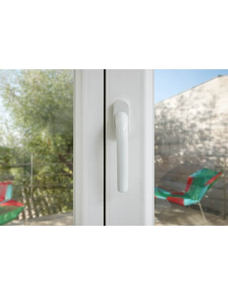 Maniglia a leva, per infissi e finestre, quadrato 7 mm, bianca (ral 9010) - THIRARD