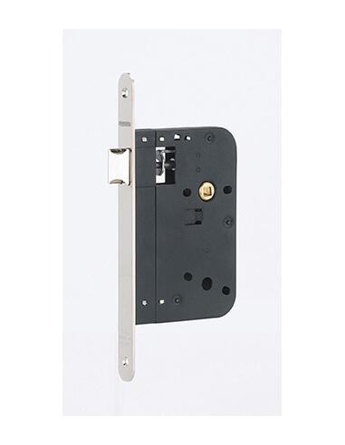 Serratura da incasso con scrocco, asse 70 mm, frontale nichelato – THIRARD